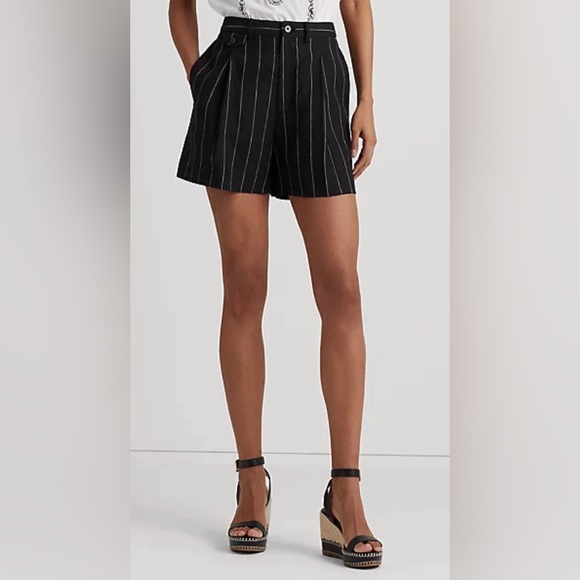 Ralph Lauren Pinstripe Pleated Linen Short - Picture 5 of 5